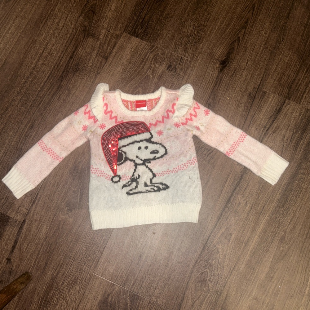 Peanuts Pink and White Knit Sweater